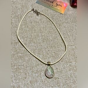 Elegant Gold and Cream Necklace with Pendant